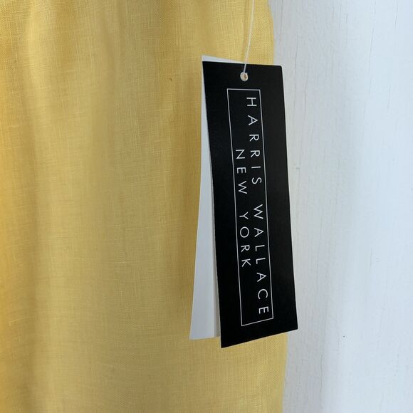 Harris Wallace Womens XL Linen Pants Spring Yellow Pull On Drawstring Beach NEW - Picture 4 of 8